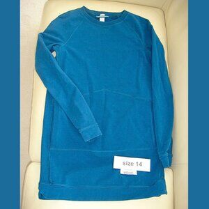 Ivivva Girl by Lululemon 🍋Infinite Places Dress teal thumbholes pockets size 14